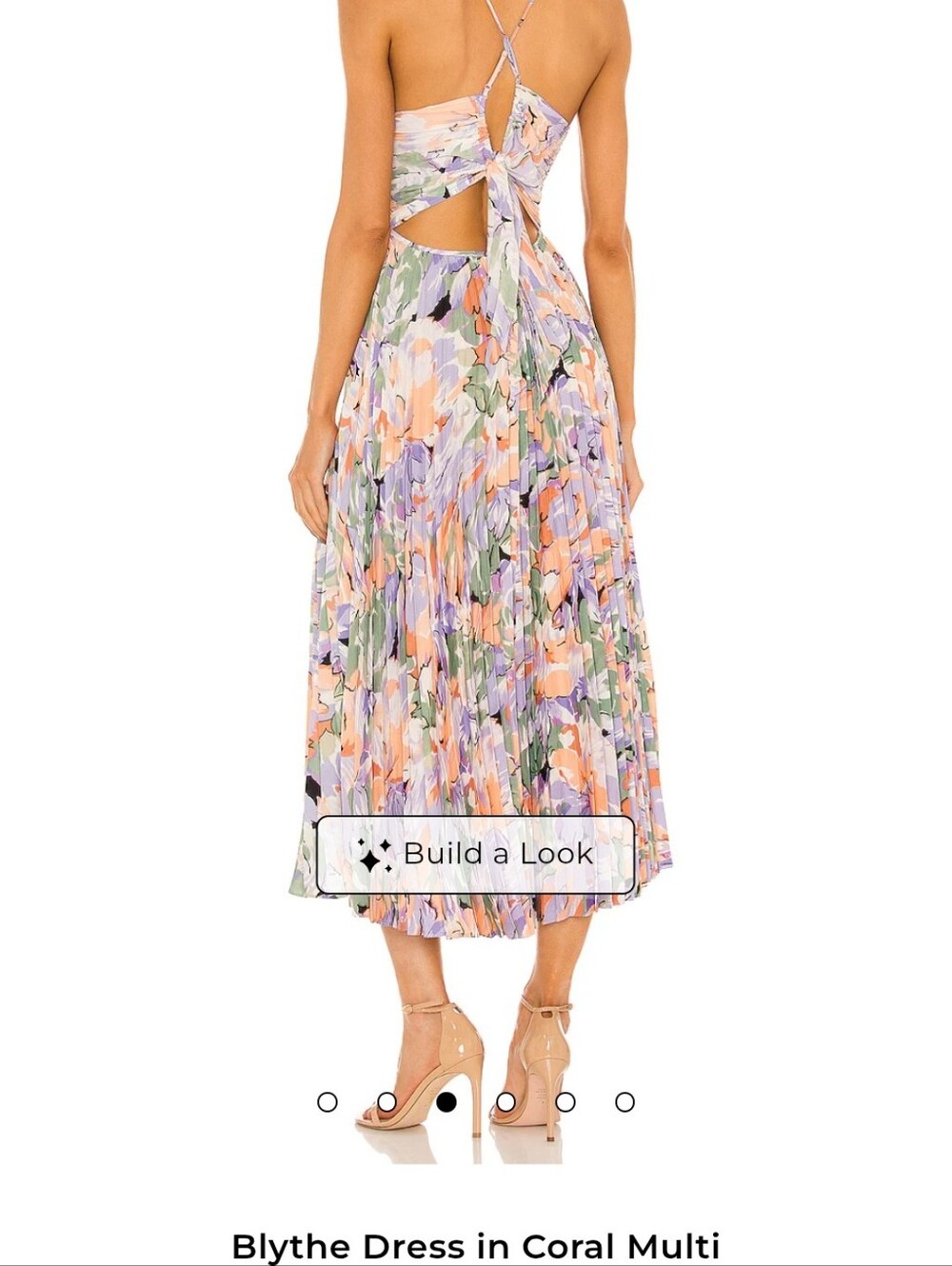 Astr Pleated Floral Midi Dress in Coral, Lavender & Green